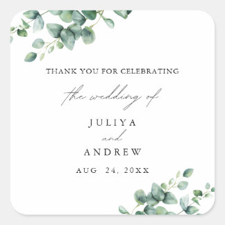 Adesivo Quadrado Casamento com guião Eucalyptus