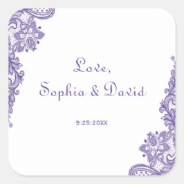 Adesivo Quadrado Casamento com rendas ultra violetas modernas