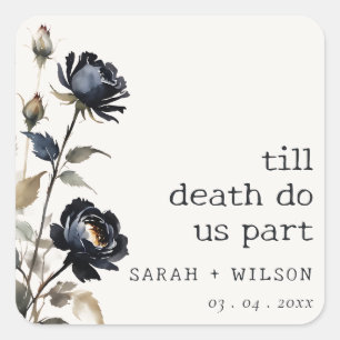 Adesivo Quadrado Casamento com Rosa preto de cor branca escura egíp