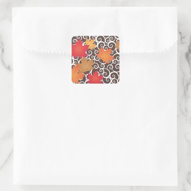 Adesivo Quadrado Casamento com Trabalho de Mapa de Outono (Bolsa)