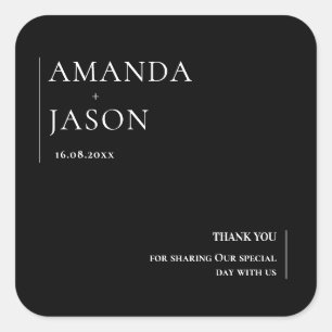 Adesivo Quadrado Casamento Contemporâneo Negro Minimalista