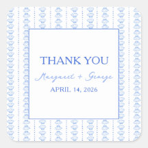 Casamento Costeiro Elegante Blue Seashell Obrigado