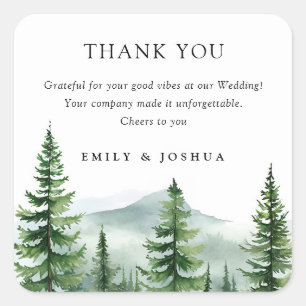 Adesivo Quadrado Casamento da Floresta de Pinheiros Russos