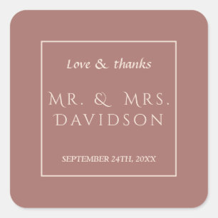 Adesivo Quadrado Casamento da Tipografia da Imagem de Pêssego Escur