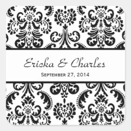 Adesivo Quadrado Casamento Damask Black and White V04