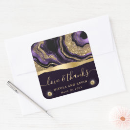 Adesivo Quadrado Casamento de Ágata com Papel Alumínio Roxo Elegant