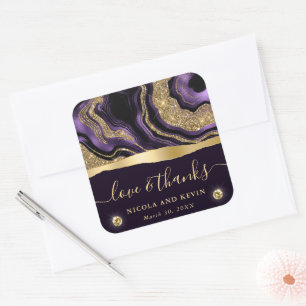 Adesivo Quadrado Casamento de Ágata com Papel Alumínio Roxo Elegant