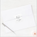 Adesivo Quadrado Casamento De Amor Com Espalhamento Branco Minimali<br><div class="desc">Personalize facilmente substituindo cada informação. Verifique a visualização antes de adicionar ao carrinho. Exibir o link de coleção nesta página para ver todos os itens correspondentes neste design.</div>