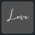 Adesivo Quadrado Casamento De Amor Com Fundo Da Cinza na moda<br><div class="desc">Você pode mudar facilmente as fontes e as cores. Você também pode adicionar seu logotipo e a imagem de fundo conforme desejar.</div>