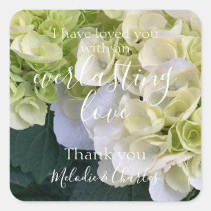 Adesivo Quadrado Casamento de Amor Elegante Hídrangea Branca Person