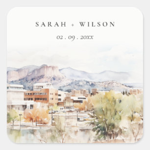 Adesivo Quadrado Casamento de Aquarela em Colorado Springs, Colorad