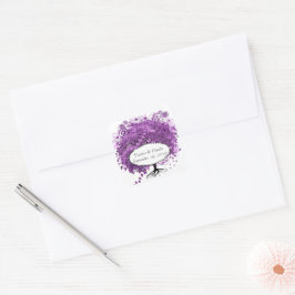 Adesivo Quadrado Casamento de Árvore de Folha de Coração Roxo da Fl