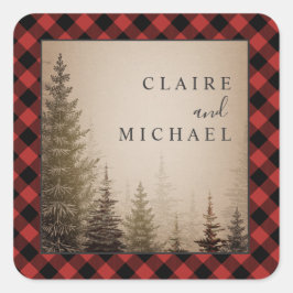Adesivo Quadrado Casamento de Árvores Evergreen Xadrez de Buffalo
