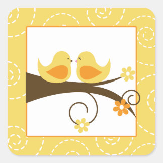 Adesivo Quadrado Casamento de Aves Amarelas Amarelas Sujas (20)