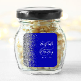 Adesivo Quadrado Casamento de Borda Glitter Azul Real Moderno