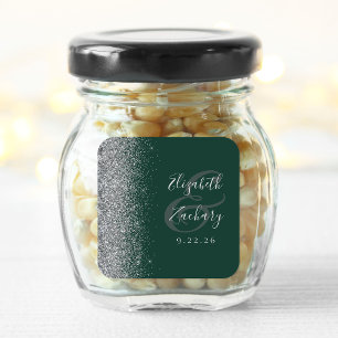 Adesivo Quadrado Casamento de Borda Glitter Verde Moderno