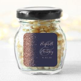 Adesivo Quadrado Casamento de Borda Larga Dourada com Rosa Azul Mod