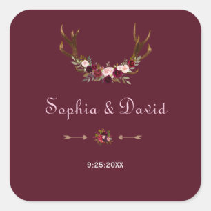 Adesivo Quadrado Casamento de Borgonha Marsala