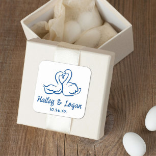 Adesivo Quadrado Casamento De Brincadeira Moderna De Swan Ilustrado