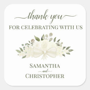 Adesivo Quadrado Casamento de Buquê Floral de Ivory White Boho Obri