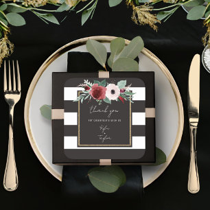 Adesivo Quadrado Casamento de Casais de Stripe Negra Floral Magenta