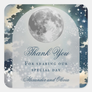 Adesivo Quadrado Casamento de Céu Noturno Lunar