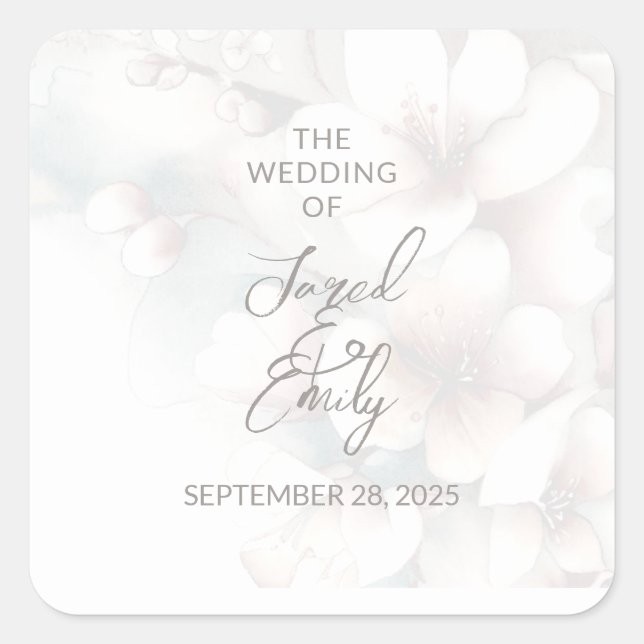 Adesivo Quadrado Casamento de Cherry Blossom (Frente)