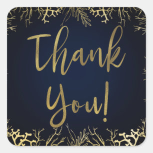 Adesivo Quadrado Casamento de Coral Elegante Azul e Marinho Dourado