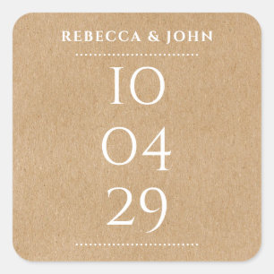 Adesivo Quadrado Casamento de Data Especial Simples Elegante   Kraf