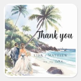 Adesivo Quadrado Casamento de Destino de Verão Minimalista