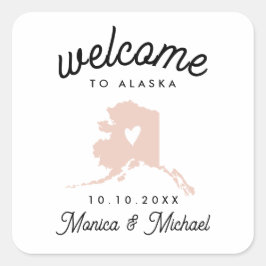 Adesivo Quadrado Casamento de Destino do Mapa de Estado do ALASKA -