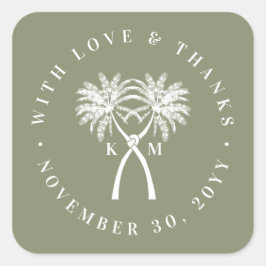 Adesivo Quadrado Casamento de Destino Tropical de Palmeiras