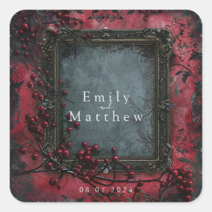 Adesivo Quadrado Casamento de Elegância Gótica Vitoriana