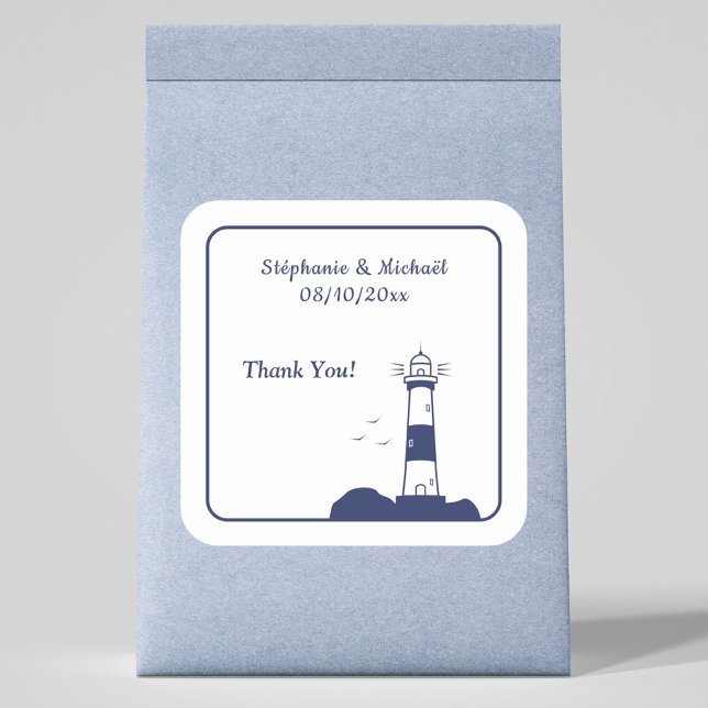 Adesivo Quadrado Casamento de farol (Lighthouse Wedding Sticker)