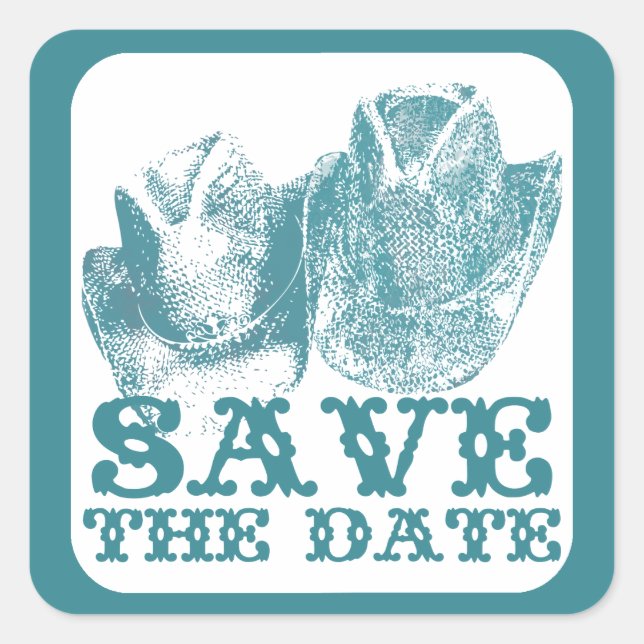 Adesivo Quadrado Casamento de Fazenda do Ranch de Cavalo Ocidental  (Frente)