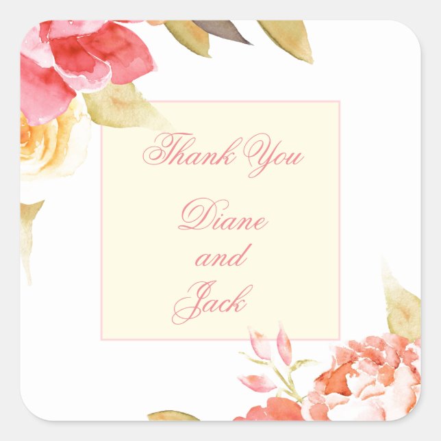 Adesivo Quadrado Casamento de Festa de Jardim (Frente)