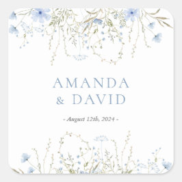 Adesivo Quadrado Casamento de Flor Selvagem Azul
