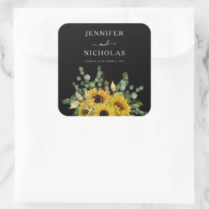 Adesivo Quadrado Casamento de Floral Sunflower Elegante