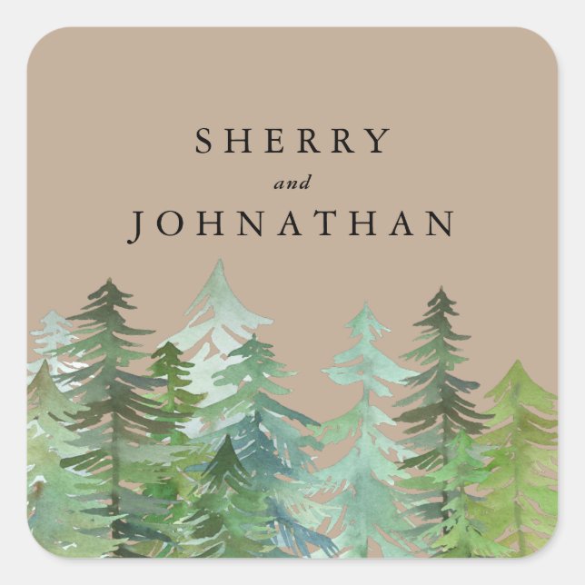 Adesivo Quadrado Casamento de floresta aquática (Frente)