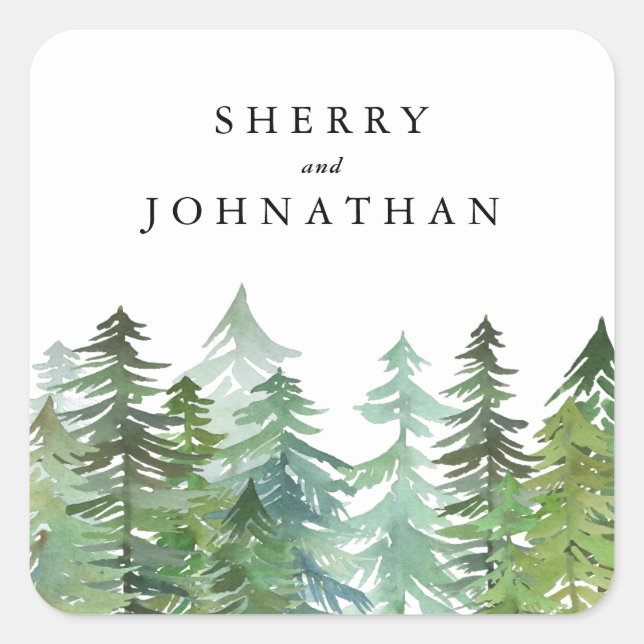 Adesivo Quadrado Casamento de floresta aquática (Frente)