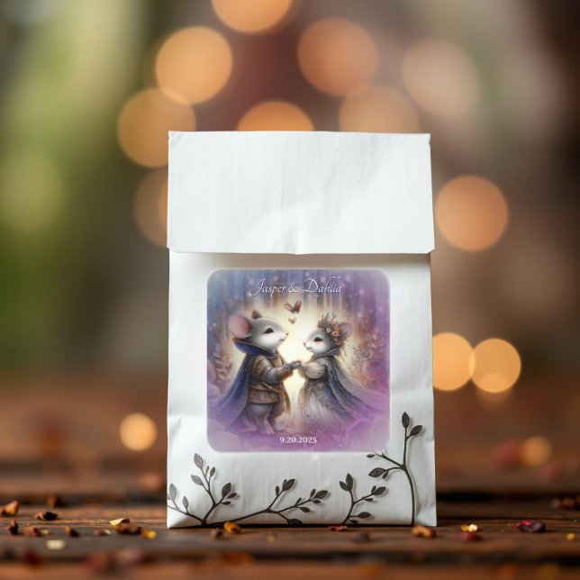 Adesivo Quadrado Casamento de Floresta de Fairytale Renascentista E (Criador carregado)