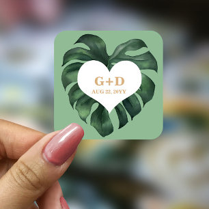 Adesivo Quadrado Casamento de Folha de Palma Tropical