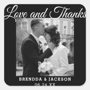 Adesivo Quadrado Casamento de Foto Branco Negro Clássico Elegante O