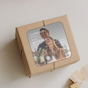 Adesivo Quadrado Casamento De Fotos Brancas E Negras Modernas Elega