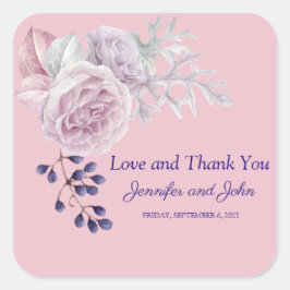 Adesivo Quadrado Casamento de Frames Geométricos Roxos Pink Peonies