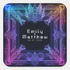 Adesivo Quadrado Casamento de Fusão Cyber-Medieval