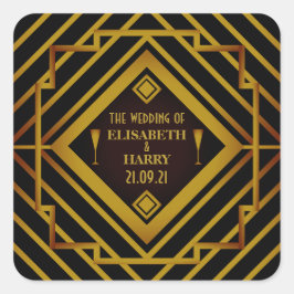Adesivo Quadrado Casamento de Gatsby Dourado de 2020