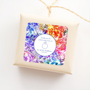 Adesivo Quadrado Casamento de Gemstone Cristal de Diamante Colorido