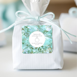 Adesivo Quadrado Casamento de Gemstone Cristal de Vidro Elegante