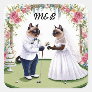 Adesivo Quadrado Casamento de Golfe temido para amantes de Cat